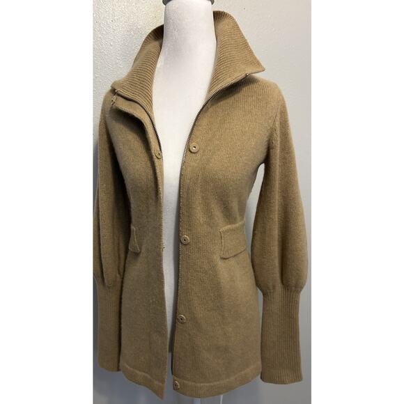 VTG 100% Cashmere Sweater XS Zip Up Jacket Military Saks Fifth Avenue 80s/90s - Picture 1 of 16
